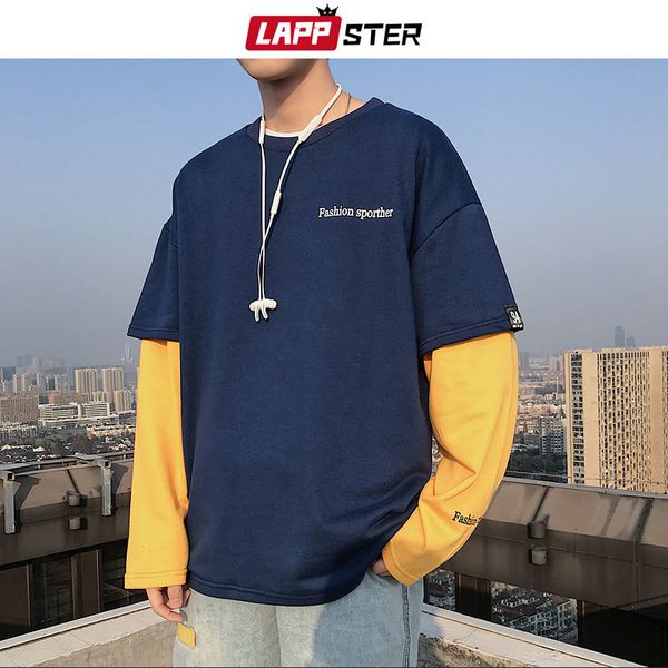 мужчины patchwrok harajuku толстовки 2019 spring man hip hop поддельные две пьесы толстовки мужчины японский streetwear синий балахон, Black
мужчины patchwrok harajuku толстовки 2019 spring man hip hop поддельные две пьесы толстовки мужчины японский streetwear синий балахон, Black