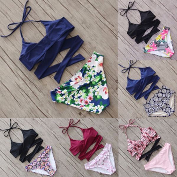 women bandeau bikini high waist swimwear halter bandage beachwear floral swimsuit low waist backless bathing suit
women bandeau bikini high waist swimwear halter bandage beachwear floral swimsuit low waist backless bathing suit