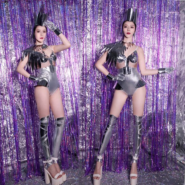 women club party cosplay space dance clothing dj singer performance stage wear silver patent leather bodysuit dance costume, Black;red
women club party cosplay space dance clothing dj singer performance stage wear silver patent leather bodysuit dance costume, Black;red