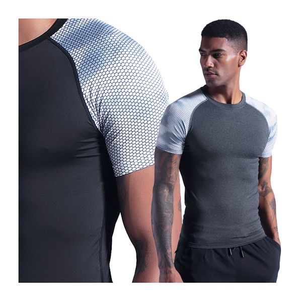 running jerseys gym compression t men tight print movement short sleeve quick dry breathable shirts patchwork training top, Black;blue
running jerseys gym compression t men tight print movement short sleeve quick dry breathable shirts patchwork training top, Black;blue