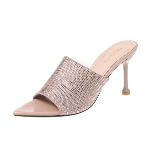 summer high heels slippers open toe thin heels crystal mules women's shoes pu size 34-39 full crystal slippers, Black
summer high heels slippers open toe thin heels crystal mules women's shoes pu size 34-39 full crystal slippers, Black