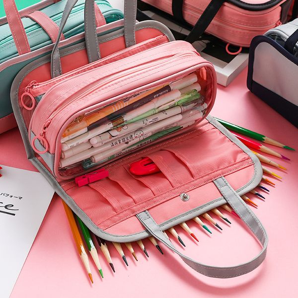 high capacity pencil case transparent estojo escolar kawaii estuche escolar school supplies trousse scolaire stylo pencil box
high capacity pencil case transparent estojo escolar kawaii estuche escolar school supplies trousse scolaire stylo pencil box