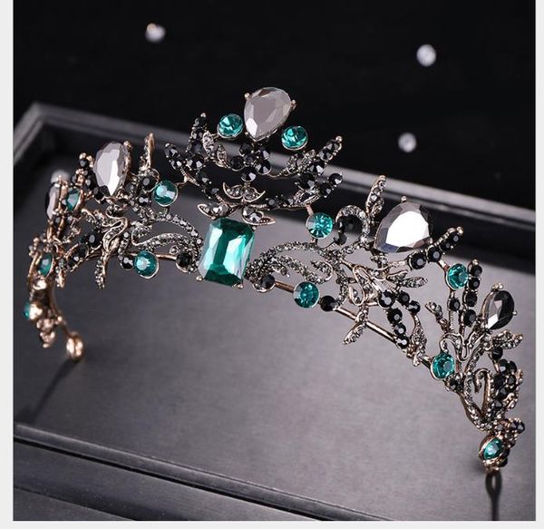 noble green crystal crown headdress european and american brides hair and princess crown, Slivery;golden
noble green crystal crown headdress european and american brides hair and princess crown, Slivery;golden