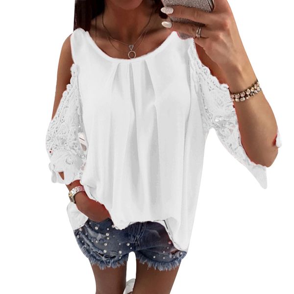 women off shoulder hollow out sleeves loose slim fit pullover for summer mck99, Blue;gray
women off shoulder hollow out sleeves loose slim fit pullover for summer mck99, Blue;gray