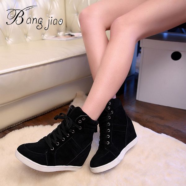 new 2019 spring women winter ankle boots wedge platform sneakers woman boots 8cm height increased high botas feminina, Black
new 2019 spring women winter ankle boots wedge platform sneakers woman boots 8cm height increased high botas feminina, Black