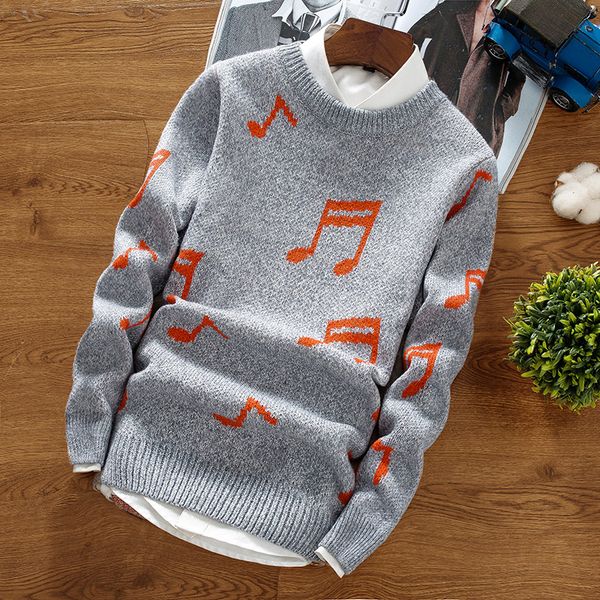 men's autumn and winter new sweater, personalized print pullover, trend round neck wild knit bottoming shirt, White;black
men's autumn and winter new sweater, personalized print pullover, trend round neck wild knit bottoming shirt, White;black