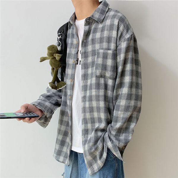 2019 new cotton korean style clothe fashion streetwear spring summer autumn slim fit plaid men shirt long sleeve, White;black
2019 new cotton korean style clothe fashion streetwear spring summer autumn slim fit plaid men shirt long sleeve, White;black