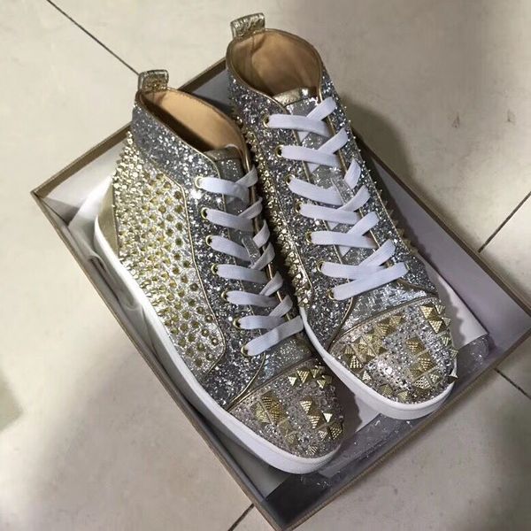 new designer no. limited gold leather sneakers red bottom high men women casual party wedding walking big 35-47, Black
new designer no. limited gold leather sneakers red bottom high men women casual party wedding walking big 35-47, Black
