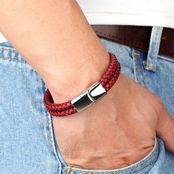 xqni geometric pattern woven men's leather bracelet stainless steel simple button suitable for boys and girls commemorative gift, Golden;silver
xqni geometric pattern woven men's leather bracelet stainless steel simple button suitable for boys and girls commemorative gift, Golden;silver