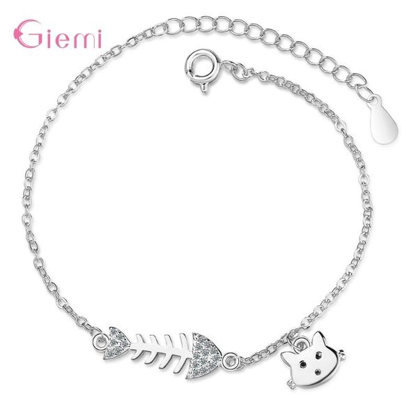 unique 925 sterling silver zircon fish bone cat charm bracelets for women fashion adjustable chain bracelet jewelry gift, Black
unique 925 sterling silver zircon fish bone cat charm bracelets for women fashion adjustable chain bracelet jewelry gift, Black