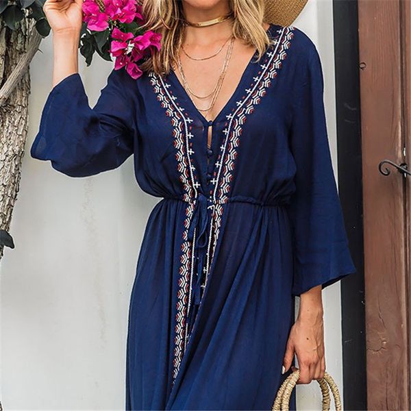 embroidery cotton beach cover-ups saida de praia swimsuit women bikini cover up tunics for beach pareo sarong beachwear #q529, Blue;gray
embroidery cotton beach cover-ups saida de praia swimsuit women bikini cover up tunics for beach pareo sarong beachwear #q529, Blue;gray