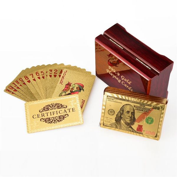 gold foil dollar poker card euro playing cards waterproof pound pokers with red box for gift collection
gold foil dollar poker card euro playing cards waterproof pound pokers with red box for gift collection