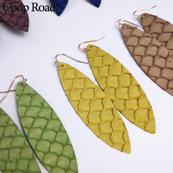 cpop fish pattern genuine leather earrings for women embossing fusiform drop earrings textured cowhide leather jewelry gifts, Silver
cpop fish pattern genuine leather earrings for women embossing fusiform drop earrings textured cowhide leather jewelry gifts, Silver