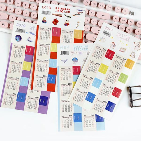 

2pcs/set october 2019-2020 calendar cute calendar index sticker diary diy work schedule decorate sticker planner journal stickers kawaii