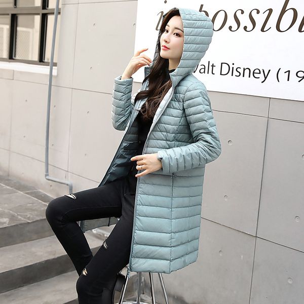 2019 mid-length women's hooded down jacket women's autumn and winter thin slim fit korean-style flocked fashion jacket, Black;white
2019 mid-length women's hooded down jacket women's autumn and winter thin slim fit korean-style flocked fashion jacket, Black;white