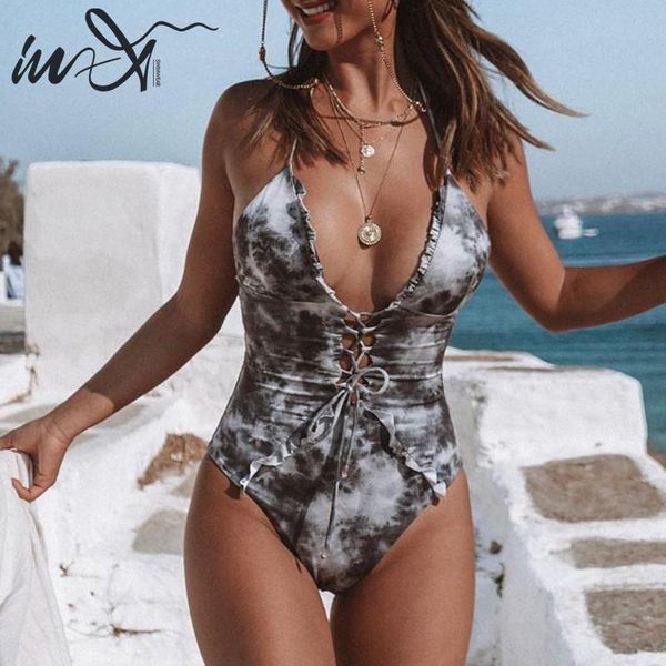 in-x v neck one piece swimsuit female ruffle swimwear women monokini lace up bodysuit one-piece suits print bathing suit, White;black
in-x v neck one piece swimsuit female ruffle swimwear women monokini lace up bodysuit one-piece suits print bathing suit, White;black