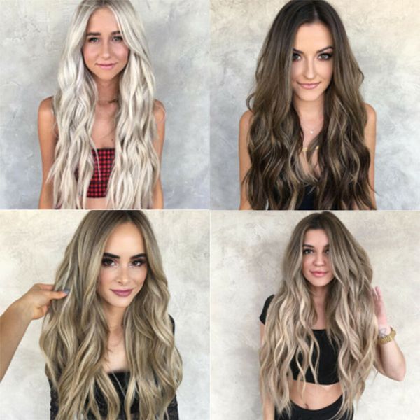 women long full wig natural curly wavy synthetic as real hair cosplay wigs, Blue;gray
women long full wig natural curly wavy synthetic as real hair cosplay wigs, Blue;gray