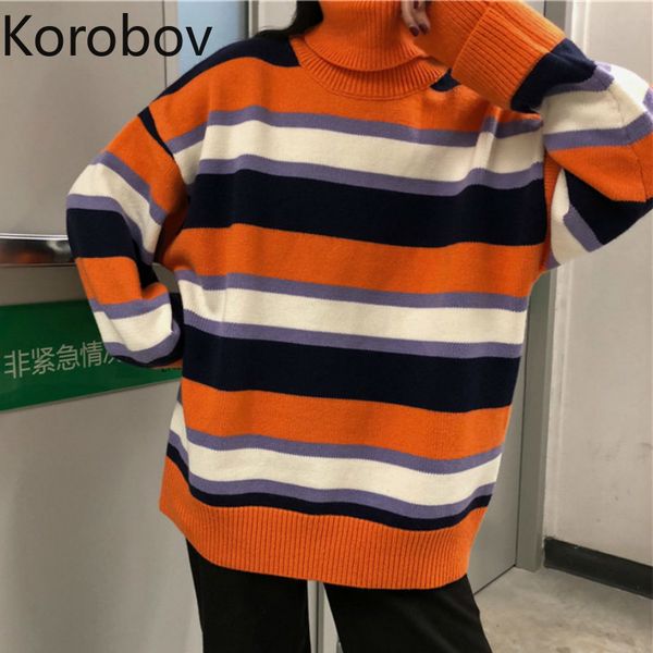 korosdfrean retro striped knit women korean long sleeve turtleneck pullover sueter mujer hit color jumper 78sf, White;black
korosdfrean retro striped knit women korean long sleeve turtleneck pullover sueter mujer hit color jumper 78sf, White;black