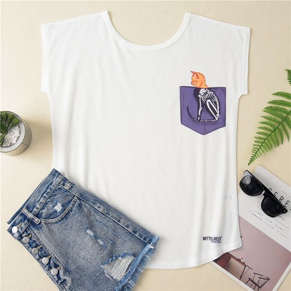 women short sleeve & tees summer cartoon creativity print t shirt female girls loose casual skeleton cat t-shirt, White
women short sleeve & tees summer cartoon creativity print t shirt female girls loose casual skeleton cat t-shirt, White