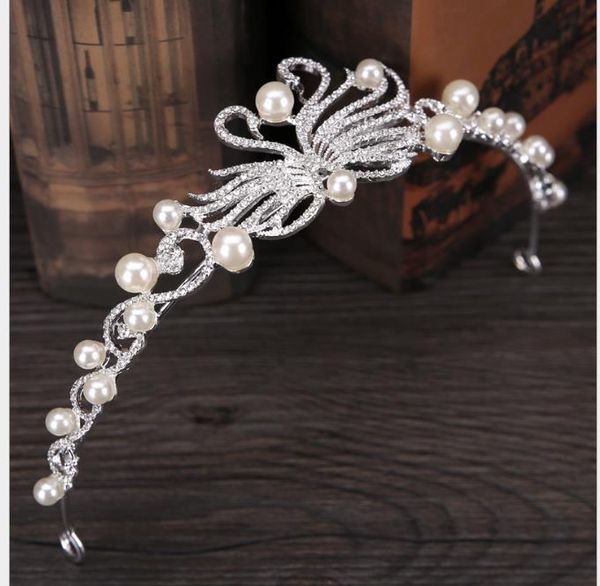 bride headdress pearl swan crown bride diamond crown wedding dress accessory crown hair ornament, Slivery;golden
bride headdress pearl swan crown bride diamond crown wedding dress accessory crown hair ornament, Slivery;golden