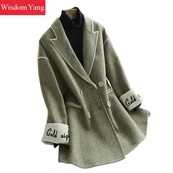 winter warm coat green sheep wool alpaca coats cashmere women 2018 embroidery oversize bodycon woolen lady overcoat outerwear, Black 
winter warm coat green sheep wool alpaca coats cashmere women 2018 embroidery oversize bodycon woolen lady overcoat outerwear, Black