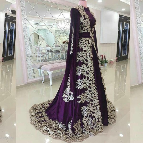 plus size purple prom long sleeves muslim evening dresses 2020 long, Black