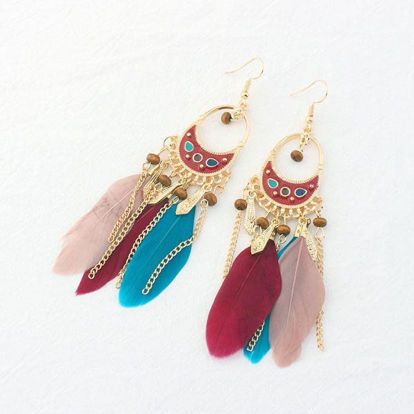 bohemian fashion women's feather tassels dangle earrings romantic female ornaments earrings s232, Silver
bohemian fashion women's feather tassels dangle earrings romantic female ornaments earrings s232, Silver