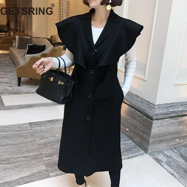 getsring women vest long white waistcoat lotus leaf side sleeveless vest all match women coat black long sleeveless spring, Black;white
getsring women vest long white waistcoat lotus leaf side sleeveless vest all match women coat black long sleeveless spring, Black;white