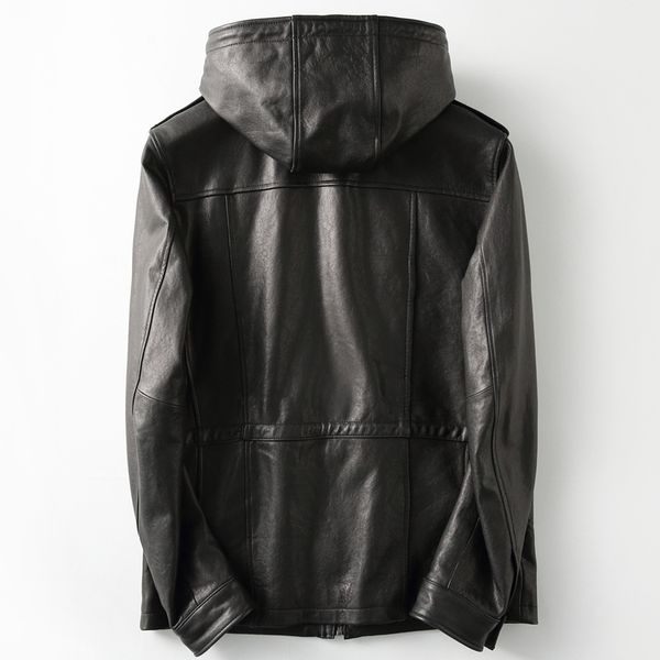 men's leather & faux jacket 2021 genuine men vintage sheepskin coat hood motorcycle jackets casaca cuero kfs22m022, Black
men's leather & faux jacket 2021 genuine men vintage sheepskin coat hood motorcycle jackets casaca cuero kfs22m022, Black