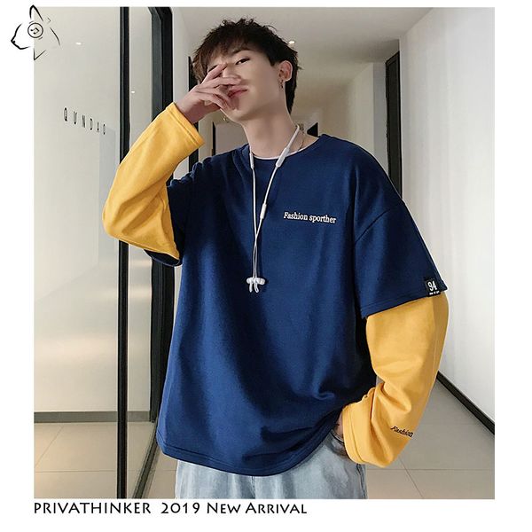 privathinke man autumn patchwork streetwear sweatshirt men casual fake two piece sweatshirt male without hooded, Black
privathinke man autumn patchwork streetwear sweatshirt men casual fake two piece sweatshirt male without hooded, Black