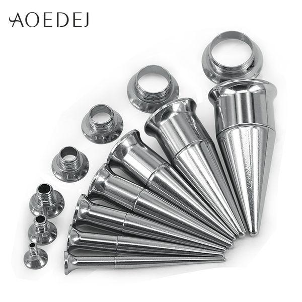 

aoedej 2-10mm 2 in 1 ear plugs and tunnels piercing ear gauges stainless steel taper expander pair screw fit jewelry oreille, Slivery;golden