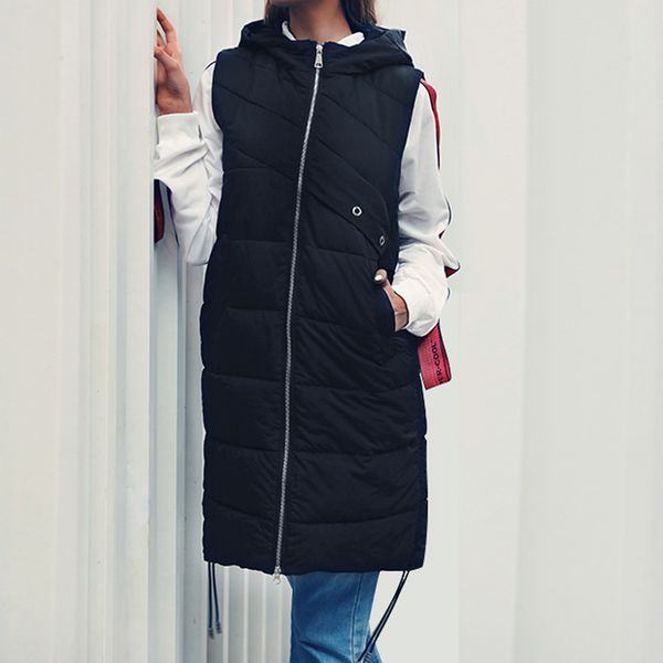 2019 new brand winter women's jacket windproof warm long cotton waistcoat casual sleeveless hooded femme coat veste#j30, Black;white
2019 new brand winter women's jacket windproof warm long cotton waistcoat casual sleeveless hooded femme coat veste#j30, Black;white