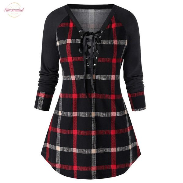 fashion plaid lace up tunic blouse plus size casual winter ladies bottom female women long sleeve shirt v neck blusas pullover, White
fashion plaid lace up tunic blouse plus size casual winter ladies bottom female women long sleeve shirt v neck blusas pullover, White