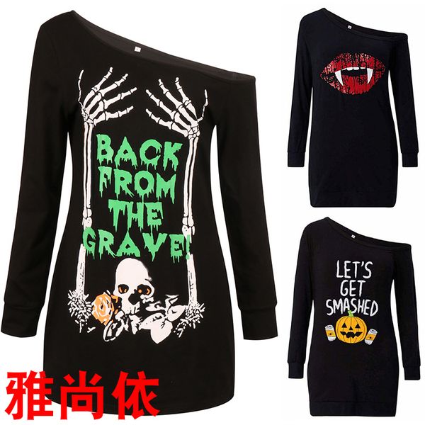human skeleton paragraph printing shoulder angle long sleeves halloween dress, Red;white
human skeleton paragraph printing shoulder angle long sleeves halloween dress, Red;white