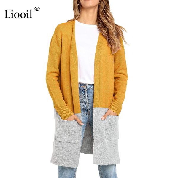 liooil knitted cardigan female coat color block sweater women clothing autumn winter 2019 long sleeve knitwear v neck sweaters, Black;brown
liooil knitted cardigan female coat color block sweater women clothing autumn winter 2019 long sleeve knitwear v neck sweaters, Black;brown