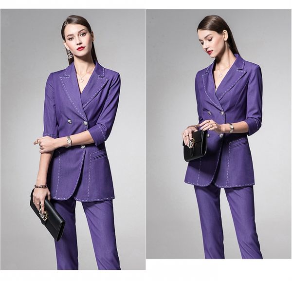 fashion purple mother of the bride dresses 2 pieces long sleeve formal outfit for weddings tuxedos suits (jacket+pants), Black;red