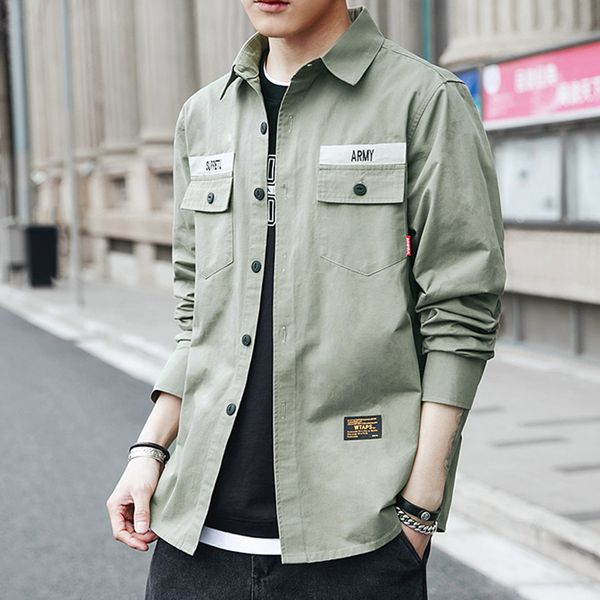 2019 100% cotton spring new pattern streetwear work clothes thin long sleeve shirt male leisure time joker loose coat gray black, White;black
2019 100% cotton spring new pattern streetwear work clothes thin long sleeve shirt male leisure time joker loose coat gray black, White;black