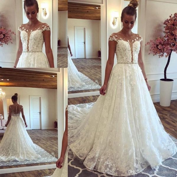 elegant cap sleeve a-line wedding dresses lace princess bridal gowns mopping long section covered button wedding gowns vestidos de novia, White
elegant cap sleeve a-line wedding dresses lace princess bridal gowns mopping long section covered button wedding gowns vestidos de novia, White