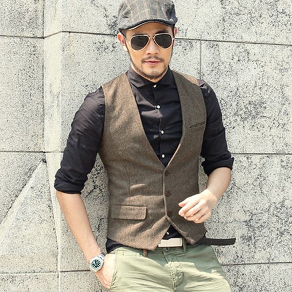 brown wool herringbone tweed vests slim mens suit vests custom made sleeveless suit jacket mens dress wedding waistcoat ma-00, Black;white
brown wool herringbone tweed vests slim mens suit vests custom made sleeveless suit jacket mens dress wedding waistcoat ma-00, Black;white