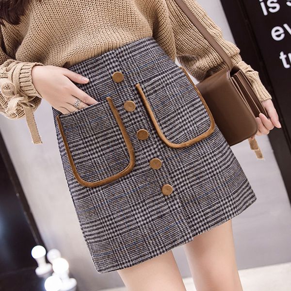 autumn winter plaid skirt female woolen new button high waist was thin a word skirt mini bag hip, Black
autumn winter plaid skirt female woolen new button high waist was thin a word skirt mini bag hip, Black