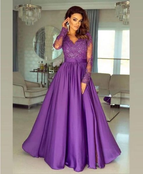 purple a-line v neck long sleeves prom dresses lace appliques formal prom gowns front split evening gowns lace vestidos de fiesta, Black
purple a-line v neck long sleeves prom dresses lace appliques formal prom gowns front split evening gowns lace vestidos de fiesta, Black