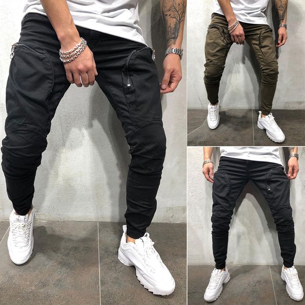 men sport pants long trousers tracksuit fitness workout solid cotton sweatpants, Black
men sport pants long trousers tracksuit fitness workout solid cotton sweatpants, Black