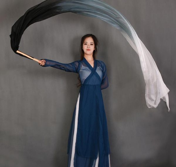 

black white gradient bellydance silk veils real silk women belly dance show props bamboo long fan veil pair(r+l) 120cm 180cm, Black;red