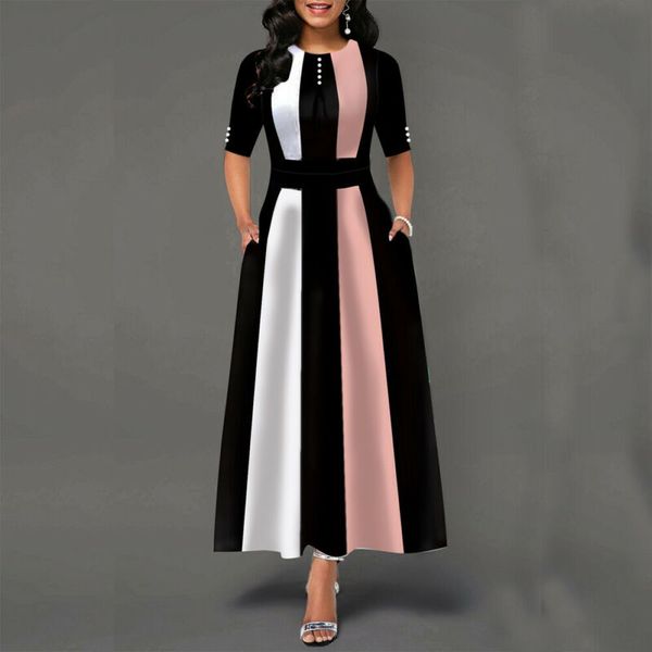 2020 women stripe party evening half sleeve dress ladies long maxi elegant pearl decor dress spring autumn wear, Black;gray
2020 women stripe party evening half sleeve dress ladies long maxi elegant pearl decor dress spring autumn wear, Black;gray