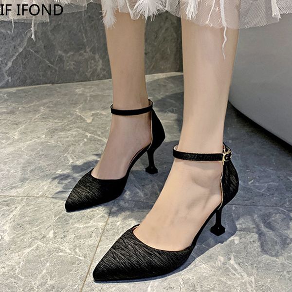 if ifond ladies high heels silk pointed summer buckle female sandals fashion elegant party wedding pumps, Black
if ifond ladies high heels silk pointed summer buckle female sandals fashion elegant party wedding pumps, Black