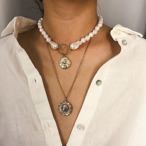 dreambell women necklace gold color fashion style multi layer pearl bead retro anaglyph pendant necklace female jewelry, Silver
dreambell women necklace gold color fashion style multi layer pearl bead retro anaglyph pendant necklace female jewelry, Silver