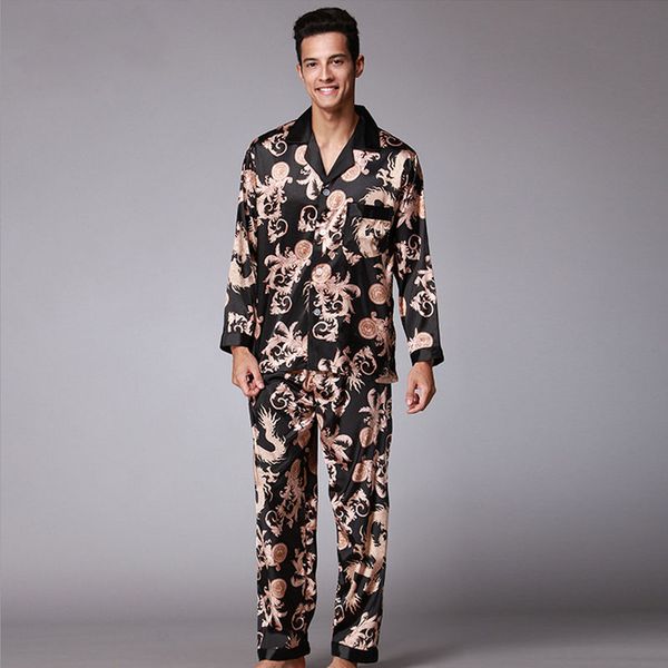 2018 luxury mens pajama sets faxu silk suit home sleep clothing long pants 2 pcs, Black;brown
2018 luxury mens pajama sets faxu silk suit home sleep clothing long pants 2 pcs, Black;brown