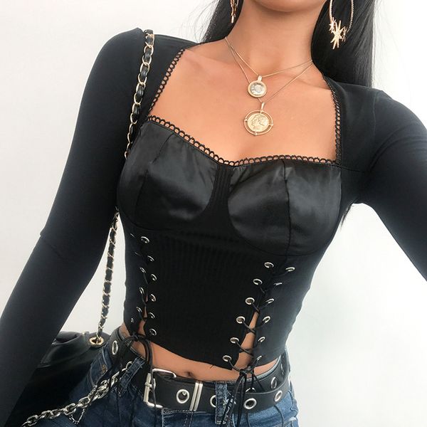 tees vintage women long sleeve shirt women spuare collar t-shirt crop 2019 punk style bandage black short top, White
tees vintage women long sleeve shirt women spuare collar t-shirt crop 2019 punk style bandage black short top, White