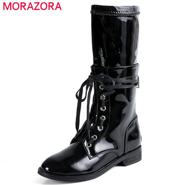 morazora 2020 new arrival women mid calf boots patent leather fashion motorcycle boots autumn winter low heel casual shoes woman, Black
morazora 2020 new arrival women mid calf boots patent leather fashion motorcycle boots autumn winter low heel casual shoes woman, Black