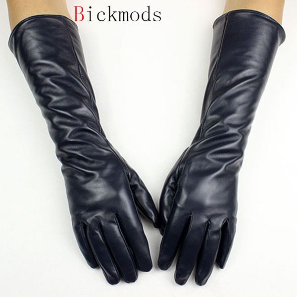 2018 long leather sheepskin gloves female straight style velvet lining autumn warm dark blue finger glove arm sets, Blue;gray
2018 long leather sheepskin gloves female straight style velvet lining autumn warm dark blue finger glove arm sets, Blue;gray